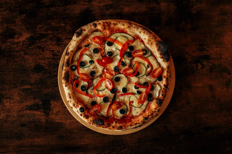 Veggie Garden Pizza with colorful roasted vegetables